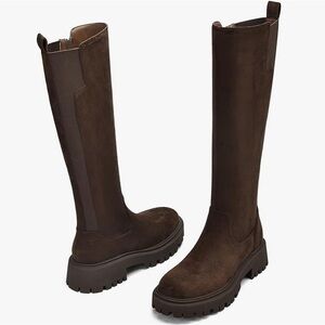 Women's Knee High Boots Fashion Platform Lug Sole Riding Comfortable Stretch